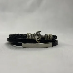 black-leather-eagle-claw-bracelet